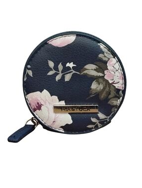 4/$20➡️  MIA & LUCAS Navy Floral Round Zip Coin Pouch – Like New